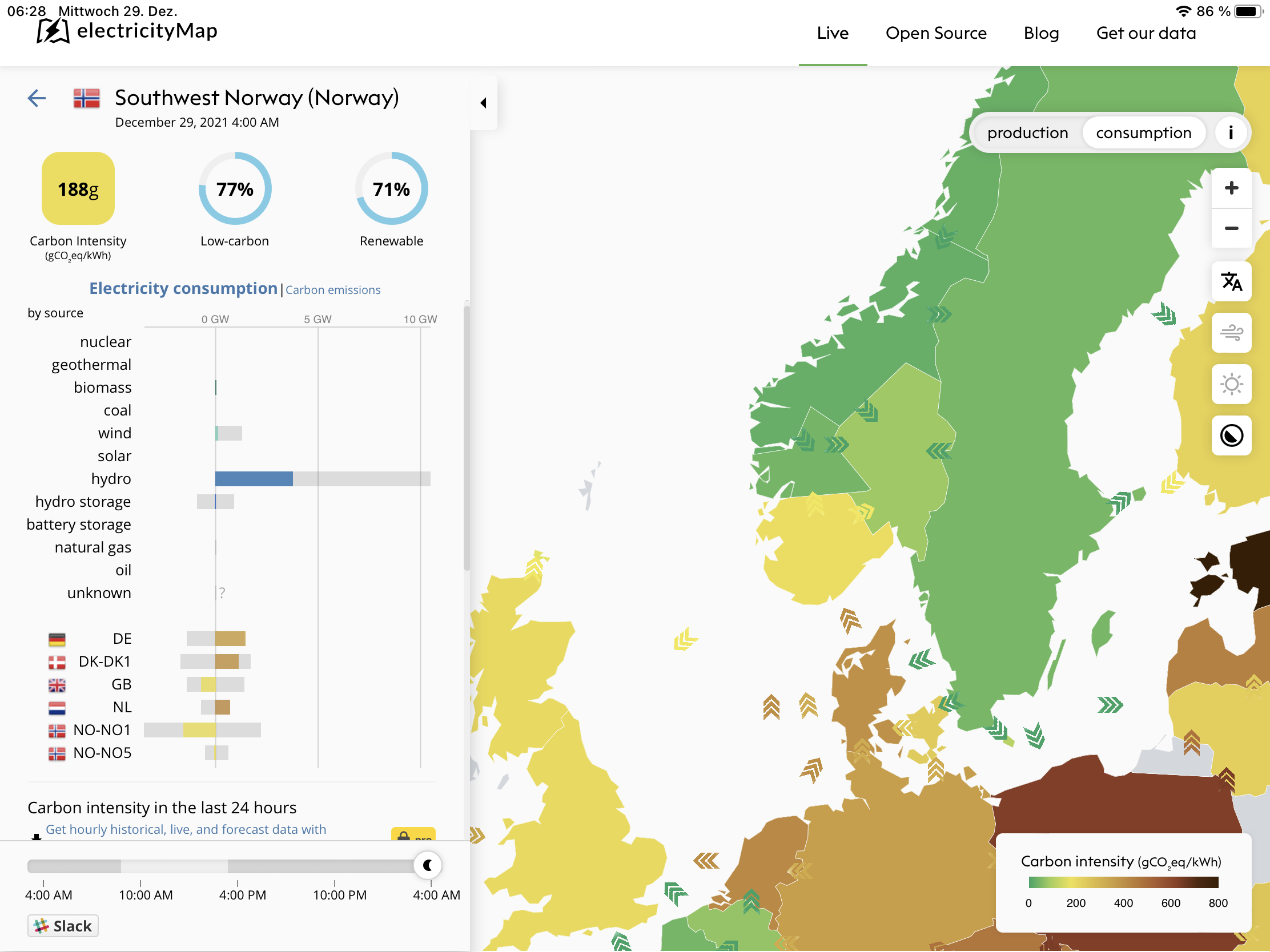 Kraftflyt 39 desember Electricity map